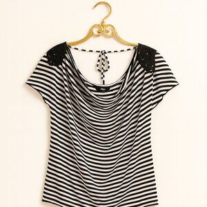 Vintage AB Studio Black & White Striped Tp, Size XL, Excellent Condition